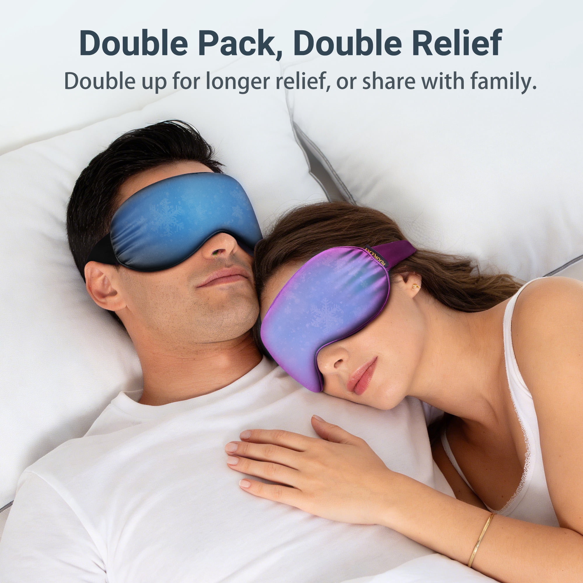 FACEMOON 2 pack adult cooling gel sleep mask for puffy eyes dry eye relief home office travel gift women men