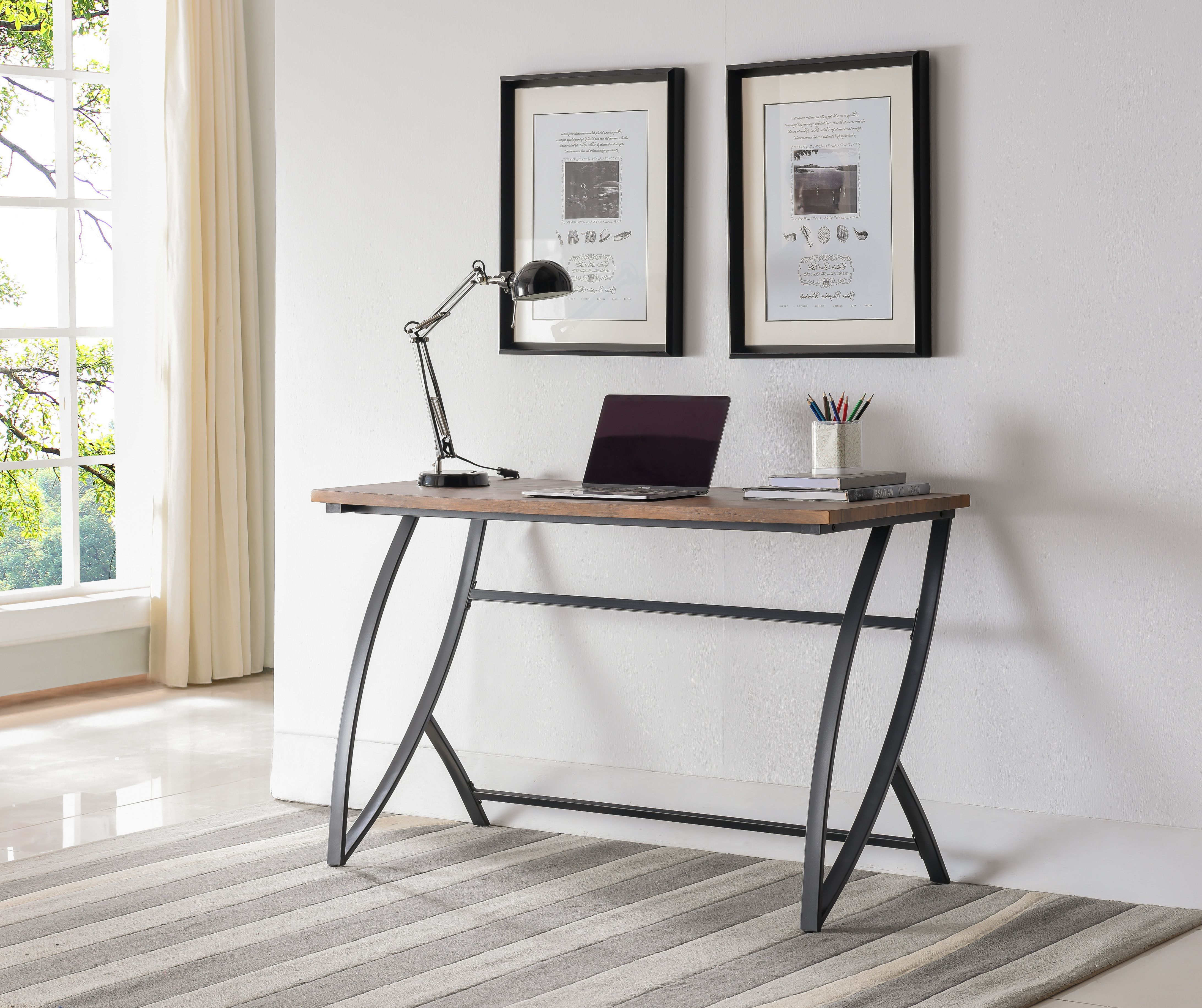 Norwich Home & Office Workstation Computer Desk, Black Metal Frame