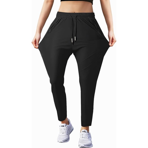 VDJ Womens Hiking Pants Lightweight Breathable Quick Dry Joggers Elastic Waist Athletic Running pants with Size Pockets Size XL
