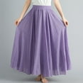 thumbnail image 2 of Riforla Womens Solid Color Half Skirt Elastic Waist A Line Skirt Long Half Skirt Pleated Skirt Girls 85cm, 2 of 4