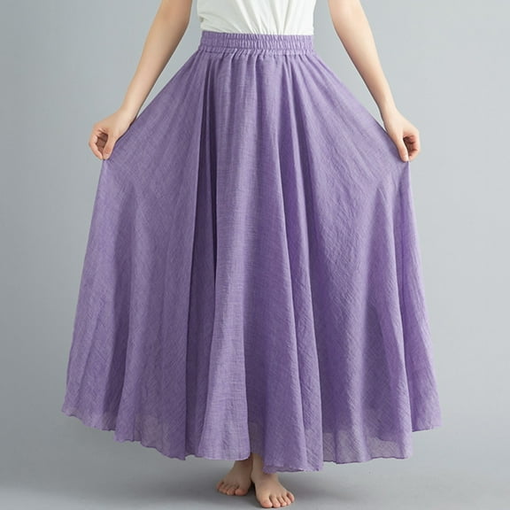 Womens Solid Color Half Skirt Elastic Waist A Line Skirt Long Half Skirt（95cm/37.4in） Pleated Skirt plus Size High Split Skirt Hot Skirt Plaid Skirt Women's Midi Skirt Sparkly Skirt And Top Set Light