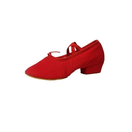 

Gomelly Womens Canvas Split Sole Ballet Shoe/Slipper Girls Salsa Tango Practice Shoes Red-2 11.5C