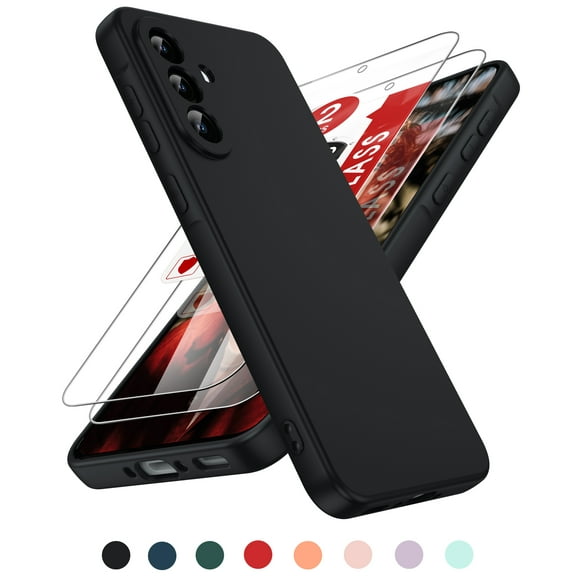 LeYi for Galaxy A36 5G Phone Case: Samsung A36 5G Case with 2 Pack Tempered Glass Screen Protector, Soft Liquid Silicone Shockproof Anti-Scratch Phone Case for Galaxy A36, Black