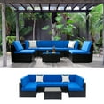 thumbnail image 3 of Zimtown Black 7 Pieces Outdoor Sectional Sofa Wicker Rattan Patio Conversation Sets w/ Table, 3 of 9