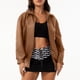 thumbnail image 1 of Chaquetas y abrigos de piel sintética de manga larga sin capucha para mujer, de moda, de color liso, con cuello vuelto, cremallera, capucha y sin bolsillo, chaqueta de piel para mujer, parte superior, 1 of 9
