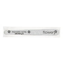 Flowery Disposable Nail File Wood Core 180/400 Grit, Silver, 100 Count