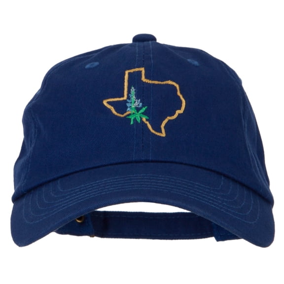 Texas Bluebonnet with Map Embroidered Unstructured Washed Cap - Royal OSFM