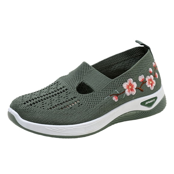 Breathable Mesh Slip On Casual Shoes, Fashion Round Toe Summer Non Slip Walking Sneakers, Lightweight Comfort, Womens Flat Shoes