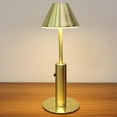 thumbnail image 3 of Lámpara de mesa recargable con batería inalámbrica y sensor táctil, luces de estudio LED para bar Paraguas Dorado, 3 of 8