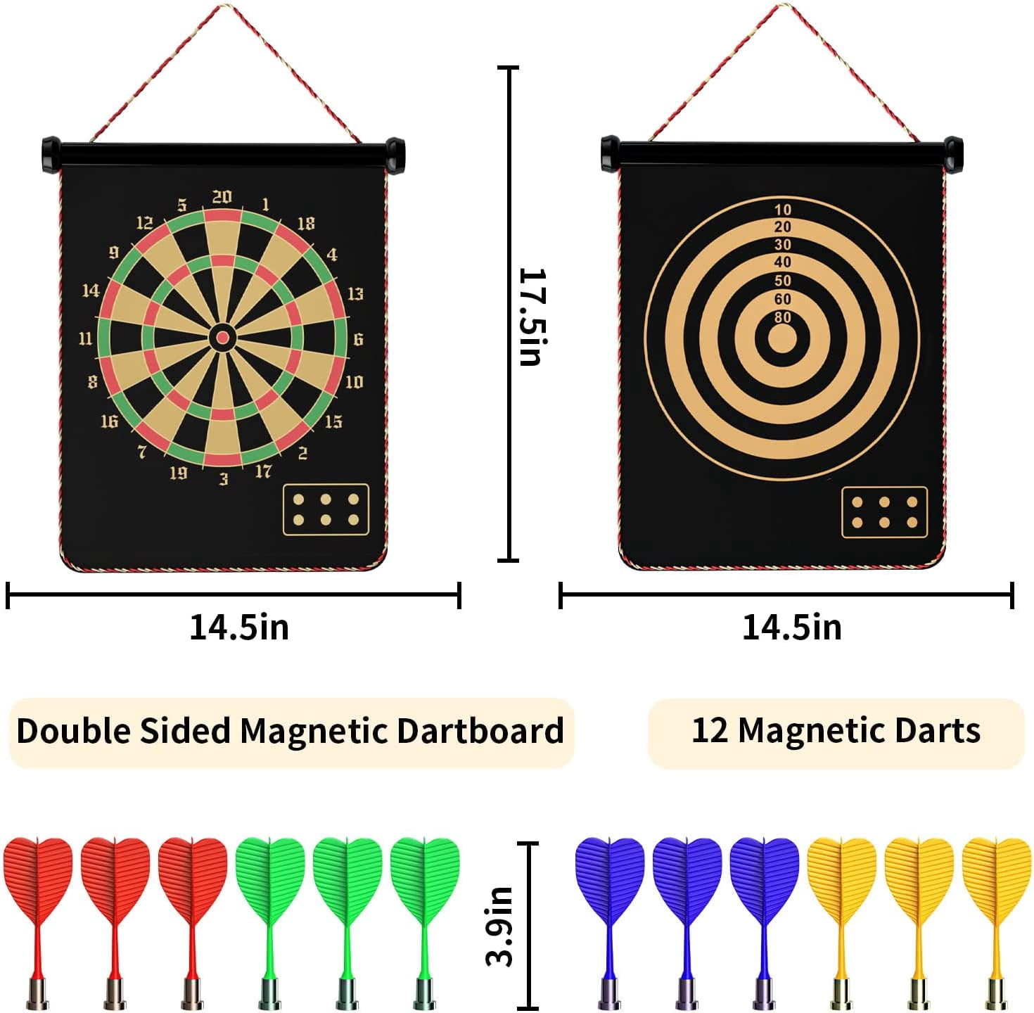 Magnetic Dart Board Outdoor Game for Kids with 12 Darts, Best Toys Gifts for Teenage Boys Girls Age 5 6 7 8 9 10 11 12 13 14 15 16 Years