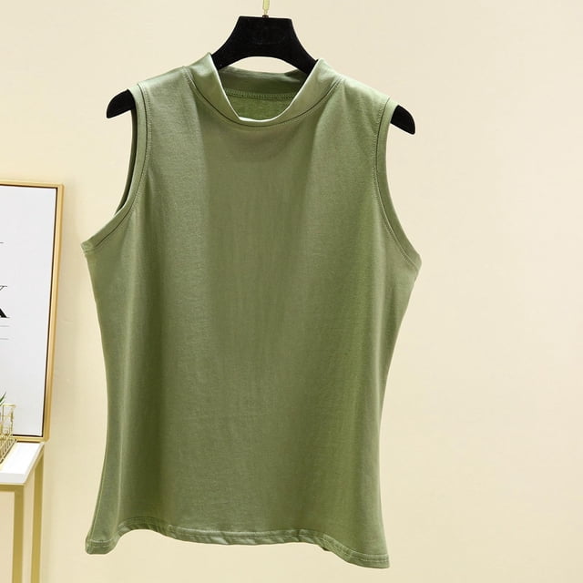 Jusqu'à 30 % de Rabais, Débardeur Sans Manches à Col Rond Uni pour Femmes, Tissu Doux, Respirant, Confortable, Décontracté Quotidien, Léger, Polyvalent, à la Mode, Confortable/coton, Vert