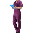 thumbnail image 1 of V Neck Scrub Tops and Pant Short Sleeve Medical Uniform Surgical Robe, 1 of 5