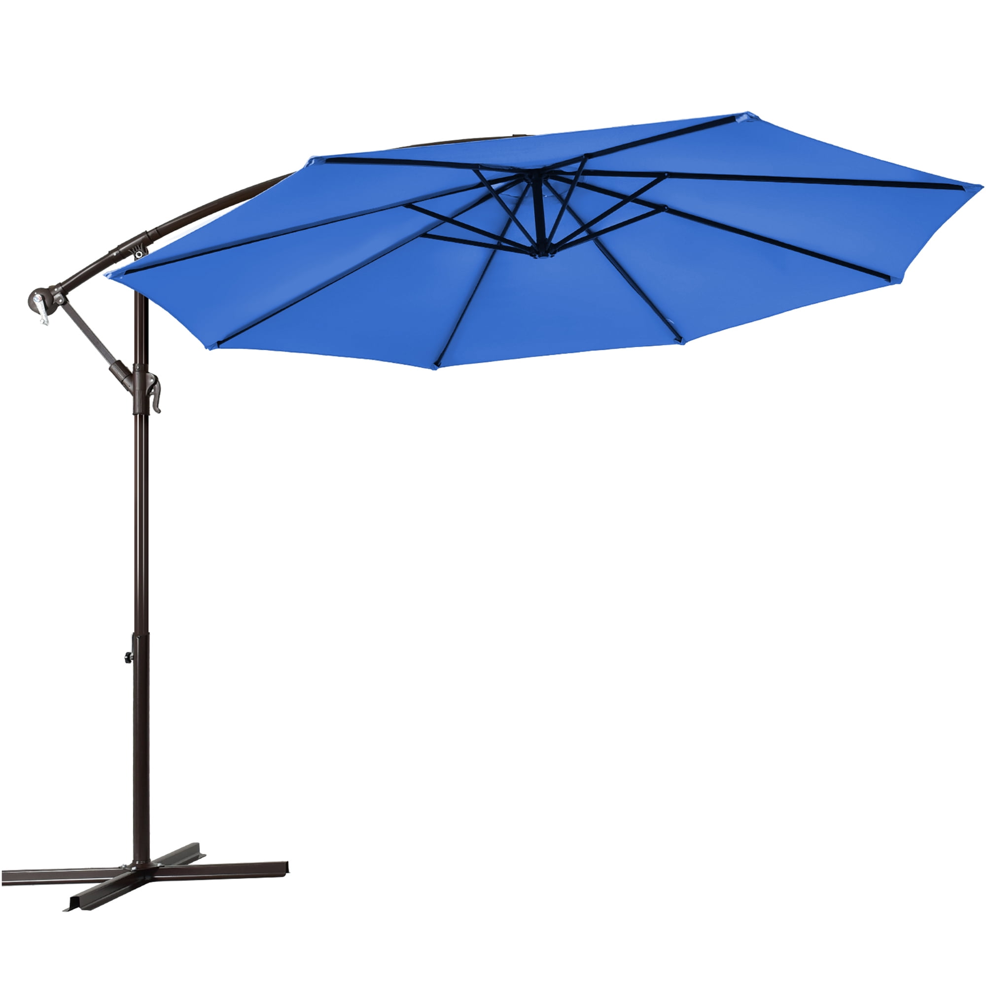 Gymax 10 ft Patio Cantilever Offset Umbrella Yard Garden Outdoor w/ 8 Ribs Blue
