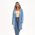 thumbnail image 5 of Bzdzmqm Cable Knit Hooded Cardigan for Women Long Open Front Sweater Coat with Pockets Loose Cozy Knitwear Trendy Casual Fall Winter Outerwear Evening Work Office, Light Blue 2XL, 5 of 7