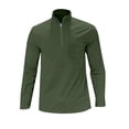 thumbnail image 2 of Men's Polo T Shirts Long Sleeve Quarter Zip Corduroy Tees Shirt Slim Fit Green Mens Work Shirts, 2 of 5