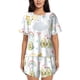 thumbnail image 1 of Fotbe Green Blue Avocado Conjunto de Pijama Estampado para Mujer, 2 Piezas, Ropa de Dormir con Camiseta de Manga Corta y Shorts Suaves-Large, 1 of 6