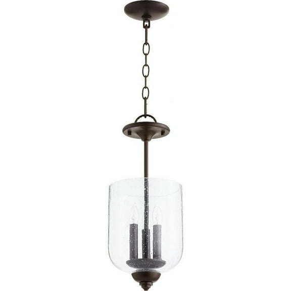 Thornfield Mews 3 Light Dual Mount Pendant in Bailey Street Home Home Collection Style 8 inches Wide By 17 inches High-Oiled Bronze Finish-Clear Glass