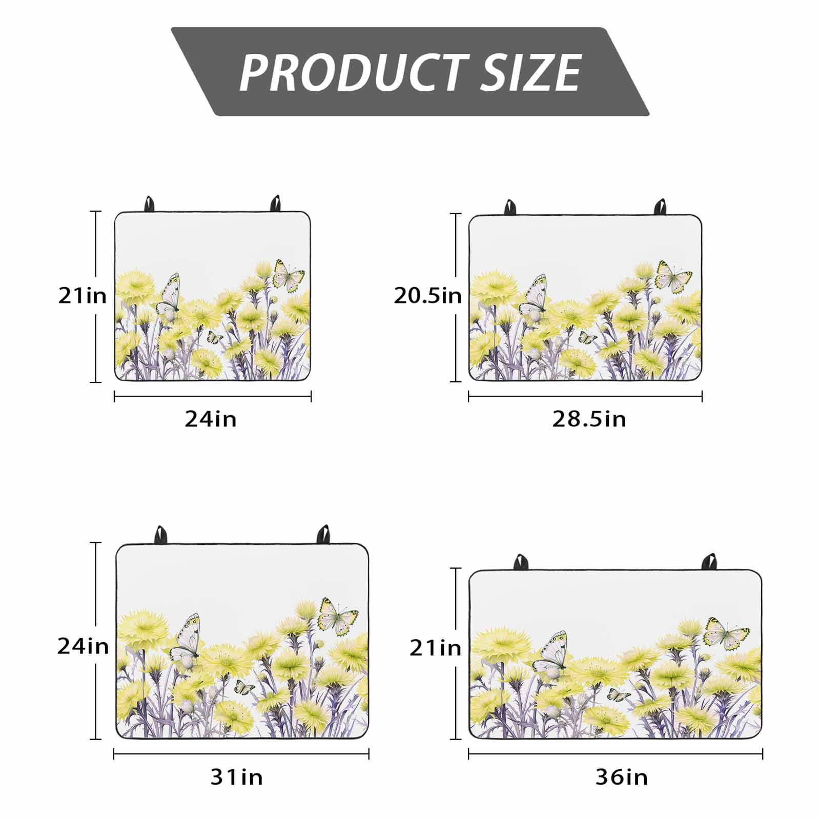 Yellow Spring Floral Stove Top Cover for Electric Stove, Heat-proof & Non Slip Glass Top Stove Cover Protector, Watercolor Summer Botanical Elegant Kitchen Flat Cooktop Rubber Mat 24x21 Inches