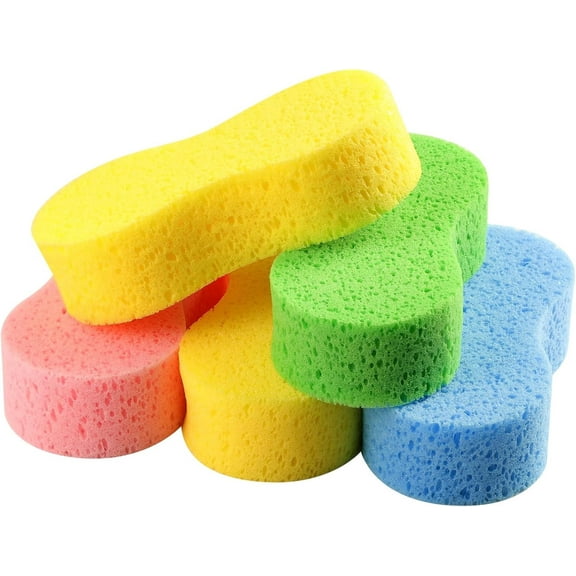 5Pcs Car Wash Sponges, Large Sponges, Extra Thick Foam Kit for All-Purpose Cleaning, Ideal Washing Sponges for Kitchen, Bathroom, Household , 9.1x 4.3x 2.4inch, Random color
