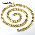 thumbnail image 2 of 7mm Gold Stainless Steel Bracelet & Necklace Jewelry Set Cuban Curb Chain, 2 of 5