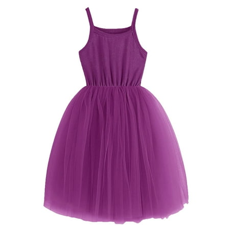 

BGIRNUK Baby Girls Tutu Dress Sleeveless Toddler Tulle Sundress 580 D-Purple 5T