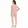 thumbnail image 5 of HAJWOH Pink Scrubs Sets for Women Stretchy Nurse Uniform Short Sleeve V Neck Scrub Top & Yoga Jogger Pants Solid Color Scrub Suit with Multi Pocket Pink XXL, 5 of 6