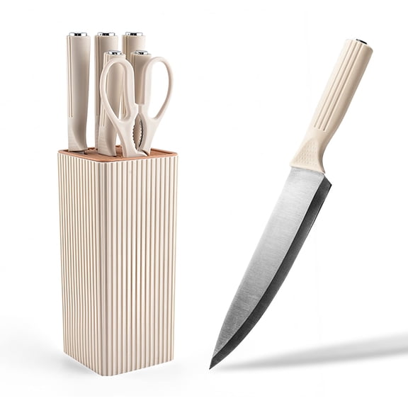 Knife set, 7-piece high-end kitchen knife set, with universal knife holder, rust proof and non stick high carbon stainless steel kitchen special sharp chef knife, can be placed in dishwasher