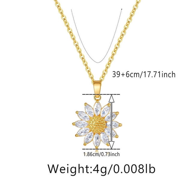 Zhuge Collar con colgante hecho a mano, conjunto de flores con circonitas (oro)