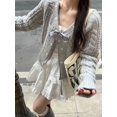 thumbnail image 1 of Deeptown-cárdigans grises de moda coreana para Mujer, suéter de punto con lazo, Tops informales de manga larga para Mujer, otoño, 1 of 5