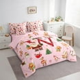 thumbnail image 4 of Manfei Red Initial W Letter 7 Pieces Bedding Comforter Set, Kawaii Cartoon Santa Claus Full Bedding Set, Christmas Reindeer Reversible Fitted Sheet Flat Sheet, Luxury Bedroom Decor, 4 of 8