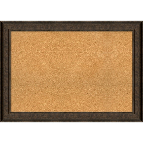 Amanti Art Natural Cork Board Framed Ridge Bronze Bulletin Board 42 in. x 30 in.