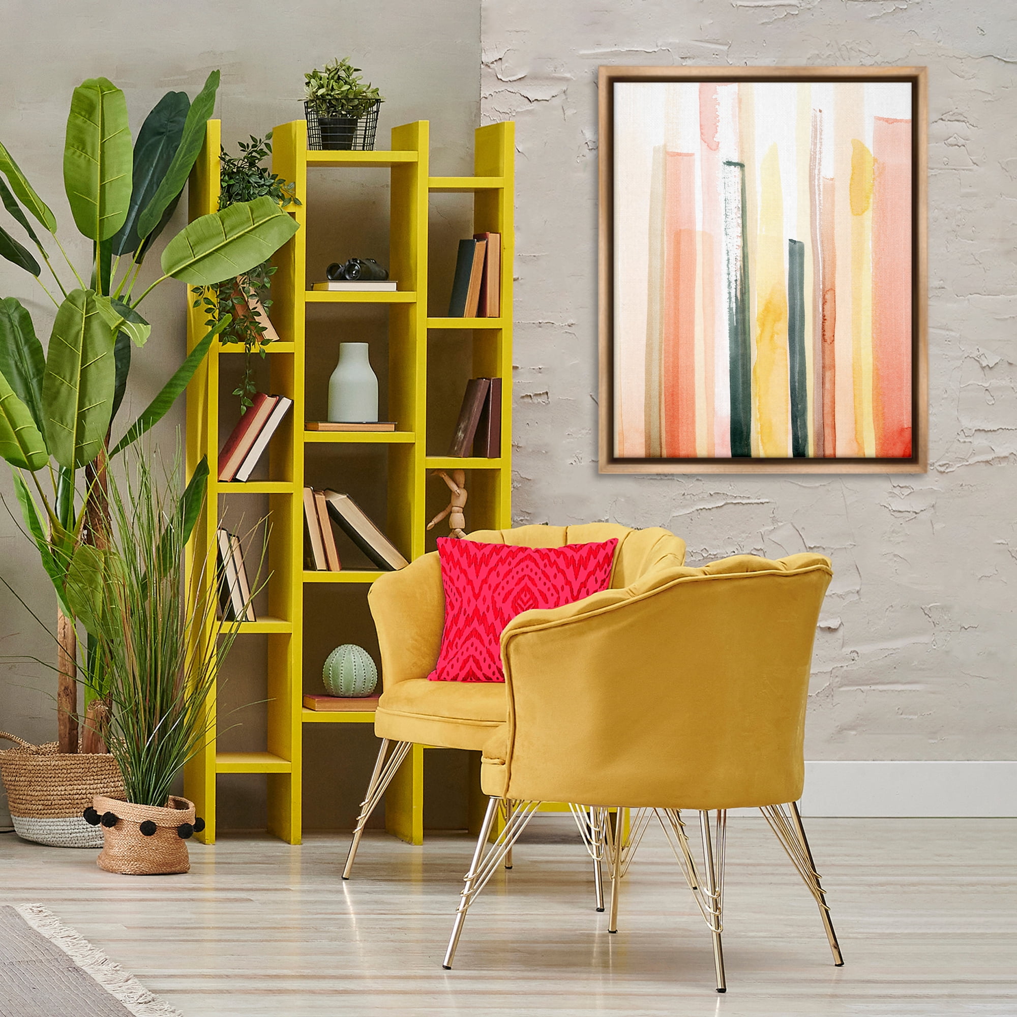 Stupell Industries Coral Reach Watercolor Abstract Painting Brown Floater Framed Canvas Art Print Wall Art, 25 x 31