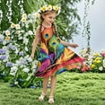 thumbnail image 2 of 13-14 Years Girls Dresses Sleeveless Kids Summer Cotton Festival A Line Swing Dress Casual Round Neck Dresses for Girls 3-14 Years, 2 of 7