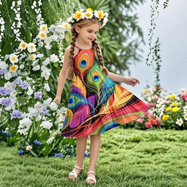 LOVZFMLL Robe d'Été Sans Manches à Bretelles Boho pour Fillettes, 4-14 Ans