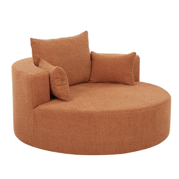 360° Swivel Chair Accent Barrel Chair Swivel Round Sofa Chair with 3 Removable Pillows for Living Room, Bedroom, Office and Hotel (Red)