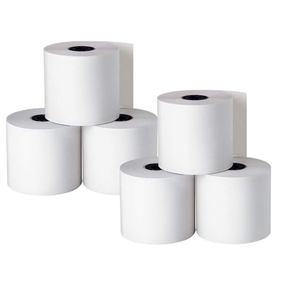 1InTheOffice Adding Machine/Calculator Roll, 16 lb, 1/2" Core, 2-1/4" x 150 ft, White (6)