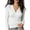 White, variant on ZDNIXIAN Women Wrap V Neck Long Sleeve T Shirt ,Soft Stretchy Ruched Fitted Blouse, Casual Solid Color Surplice Front Slim Fit