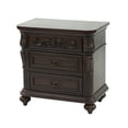 thumbnail image 6 of 30 Inches 3 Drawer Engraved Wooden Nightstand, Brown, 6 of 7