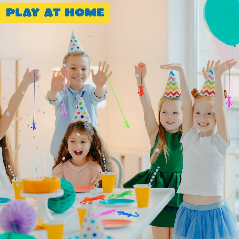 Joyfy 48 Pcs Sticky Lizards Party Favors for Kids 5.71" Stretchy Slappy Hands Climb Wall Animal Fidget Toys Bulk, Treasure Box Toys, Carnival Prizes