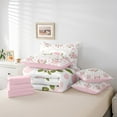 thumbnail image 4 of 7 Pcs Pink Roses Comforter Set,Romantic Flowers Love Hearts Bedding Set,Watercolor Floral Valentine's Day Lovers Bed Set(Comforter+Fitted+Flat Sheet+Pillowcases+Pillow Covers),Twin, 4 of 5