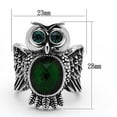 thumbnail image 4 of Womens Silver Owl Ring Emerald Green Anillo Para Mujer Stainless Steel Ring with Glass in Emerald, 4 of 4