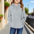 thumbnail image 2 of EnJoCho Girls Fleece Hoodie - Sher𝗉a Fuzzy Hooded Long Sleeve Pullover Sweatshirt with Pockets for Kids 4-15 Years Winter Casual Outerwear, 2 of 8