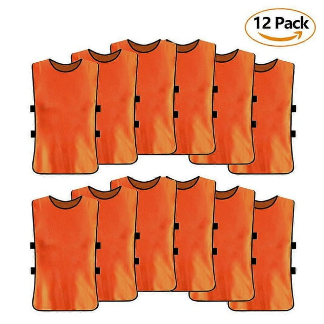 12 Pack Adult Breathable Jerseys and Bibs, Soccer Training Vests, Volleyball, Football