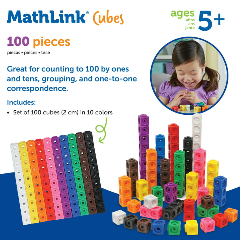 Learning Resources MathLink Cubes - 100 Pieces, Educational Math Cubes  Manipulatives, Ages 5+