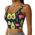 thumbnail image 2 of Fotbe Avocado Love Pattern Womens' Sports Bra Longline Wirefree Padded with Medium Support Sports Moisture-Wicking Workou Vest,Tank Top-Large, 2 of 7