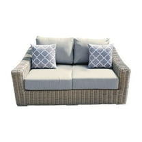 Tulum Two-Tone Dark Beige Aluminum Frame Loveseat in in Light Beige Cushion