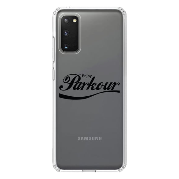 DistinctInk Clear Shockproof Hybrid Case for Galaxy S20 ULTRA / 5G (6.9" Screen) - TPU Bumper Acrylic Back Tempered Glass Screen Protector - Enjoy Parkour