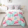 thumbnail image 2 of Manfei Pink Flamingo 7-Piece Bedding Comforter Set,Tropical Leaves King Bedding Sets,Cartoon Animal Ultra Soft Bed Sheets,Microfiber Teens Bedroom Decor,Reversible, 2 of 8