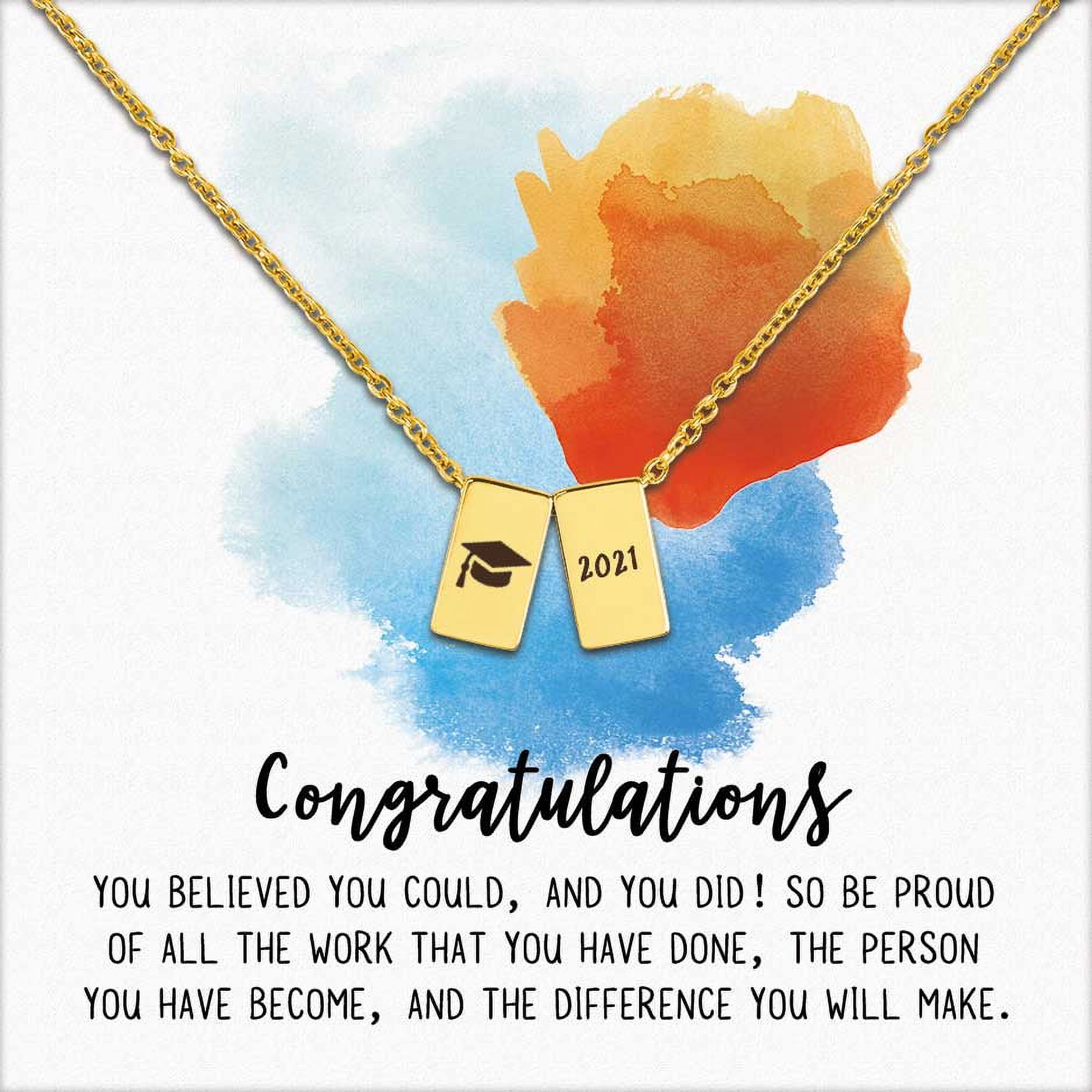 Anavia Graduation Gift for Her - Congratulations 2021 Graduation Gifts for Daughter - College | High School Graduation Gift for Friend -Stainless Steel Cube Necklace Graduation Gifts