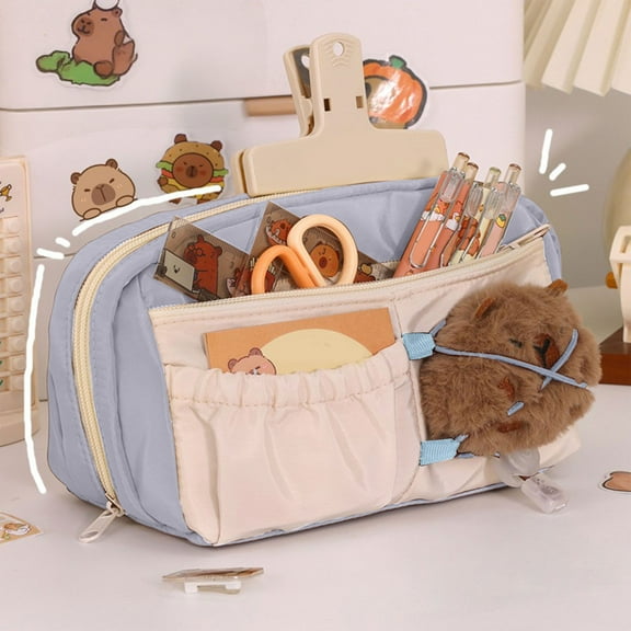 Antqov Cute Pencil Case, Colorful Pen Pouch with Compartments Durables Large Pencil Bag with Zipper Stationery Storage & Organizer for Supplies for Office Home Travel Supplies Gifts